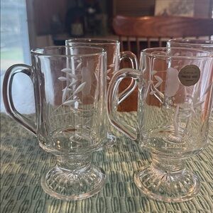 Vintage Princess House Heritage Irish Pedestal coffee mugs cups - set of 4